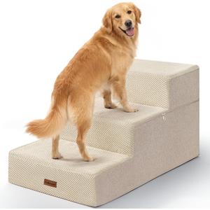 Dog Stairs for Large Dogs 18" H, Extra Wide Pet Steps for Couches & Beds | Aodisman Extra Wide 20" Steps with Deep Treads Provide Stable, Comfortable Climbing Support for Large, Senior Dogs,Beige