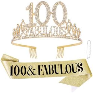 100th Birthday Decorations - Sash, Crowns, Tiara & Party Decorations for Women