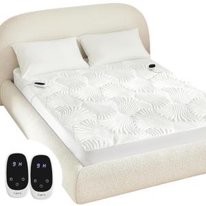 Caperia Heated Mattress Pad Queen, Electric Mattress Pad Bed Warmer with 9 Heat Settings, Memory Function, 1-12 Hours Auto Off, Deep Pocket, Machine Washable, 60"x 80" (White)