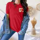 Women's Football Team T-Shirts - Vintage & Casual Short Sleeve Tees for Fans (Red, XL)