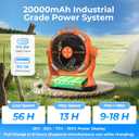 20000mAh Misting Fan with 6L Bucket & 4 Spray Misters, Waterproof Outdoor Cooling Fan for Camping/Patios - Remote Control, 4 LED Light, Stepless Speed & 56H Runtime, Rechargeable Battery, Hanging Hook