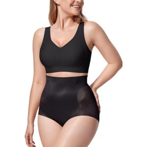 Vertvie Women's Tummy Control Shapewear Shorts Butt Lifting Body Shaper Seamless High Waisted Panties Medium Compression (Black)