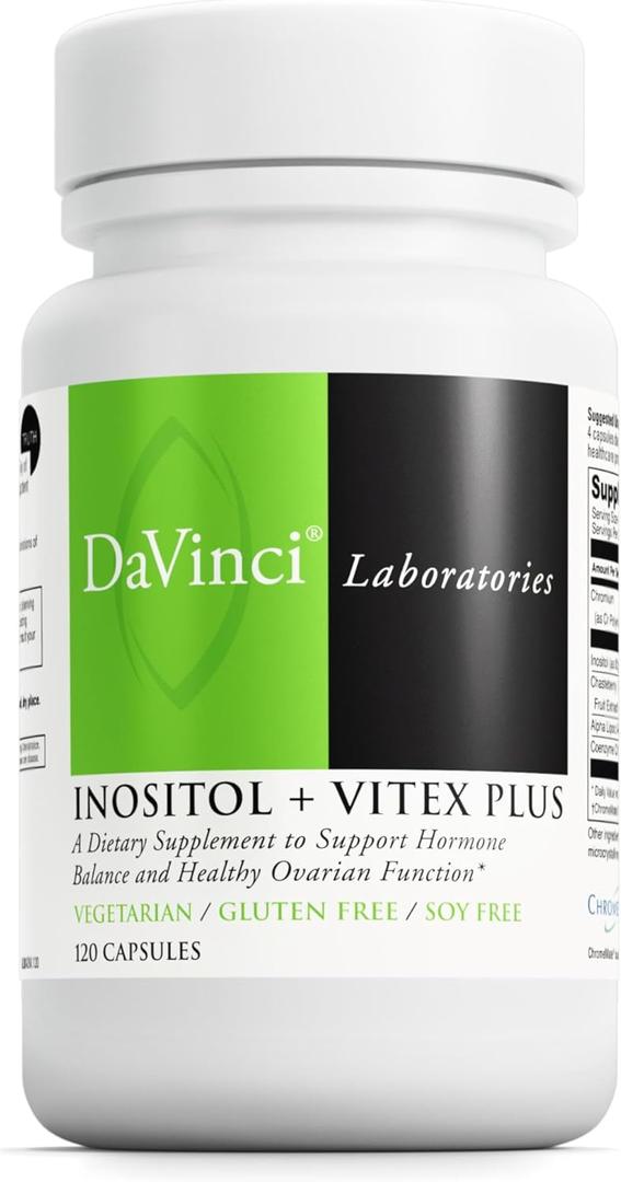 DAVINCI Labs - Inositol + Vitex Plus - A Dietary Supplement to Support Hormone Balance and Healthy Ovarian Function - Vegetarian, Gluten Free, Soy Free - 120 Capsules, EXP: 07/2027