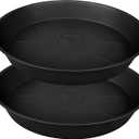 2 Pack of 20 22 inch Plant Saucer, 3.6" Depth Tray, Large Deep Heavy Duty Saucers for Pots, Garden Plastic Flower Plant Trays for Indoors Outdoor, Tray for Planter 19-23" (Black)