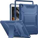 DTTO for iPad 9th/8th/7th Generation 10.2 Inch Case 2021/2020/2019, Built-in Screen Protector, Durable Shockproof Full Body Protective Cover with Kickstand for iPad 10.2", Navy Blue