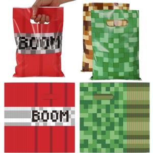50pcs Pixel Party Bags, 2 Styles Pixel Plastic Gift Bag Video Game Theme Birthday Party Favors Supplies for Boys Girls for Packing Goodie Candy Snack Gift