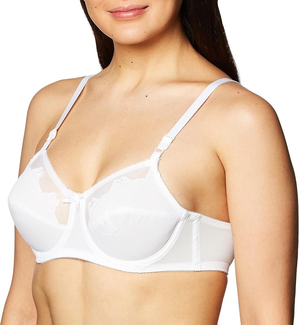 Bali Women's Full-Coverage Underwire Bra, Full-Frame Lifting and Smoothing Underwire Bra (48DDD, White)