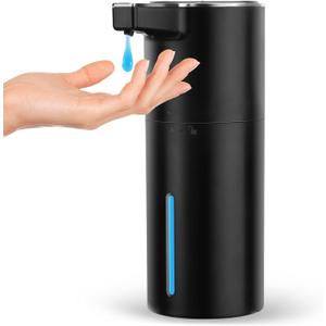 Automatic Soap Dispenser Liquid Touchless: 13.52oz/400ml Wall USB Rechargeable - 4-Level Adjustable Modern Electric Hand Soap Dispenser - Kitchen Bathroom Kids Family, Black