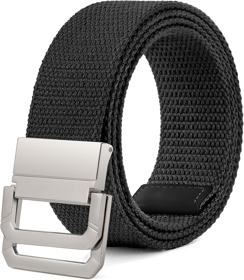 SANSTHS Canvas Belt with Double Ring Buckle, Fabric Web Belt for Women Men Double Ring for Outdoor & Casual Wear