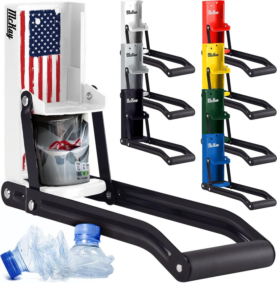 Mckay 16 Oz. and 12 Oz. Metal Can Crusher, Can Crusher Wall Mounted, Can Crushers for Recycling Wall-Mounted Smasher for Aluminum Seltzer, Soda, Beer Cans and Bottles - American Flag