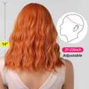 Veally Short Ginger Orange Wig - Wavy Bob with Bangs, Curly Wig for Women - Natural Looking Synthetic Heat Resistant Fiber - Daily Party Use