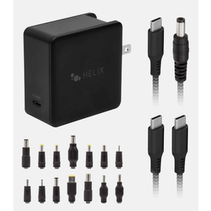 Helix power Plus 67Watts Universal Laptop Charger With 2 USBC Cables And Adapter Tips