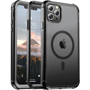 Magnetic for iPhone 11 Pro Max Case, [Compatible with MagSafe][Military Grade Drop Protection][Heavy Duty Protection][Non-Slip][Shockproof] 2-Layer Durable Bumper Phone Case 6.5''-Black