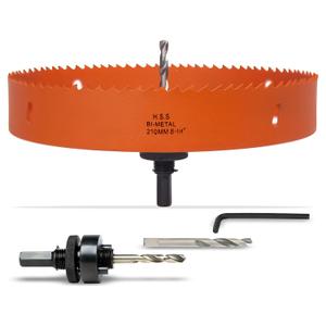 8-1/4 Inch Hole Saw with Arbor for Metal Wood Plastic, 8.25 in Bi-Metal Hole Cutter for Different Project with Smooth and Flat Drilling Edge, Fast Chip Removal, Lighter and Portable
