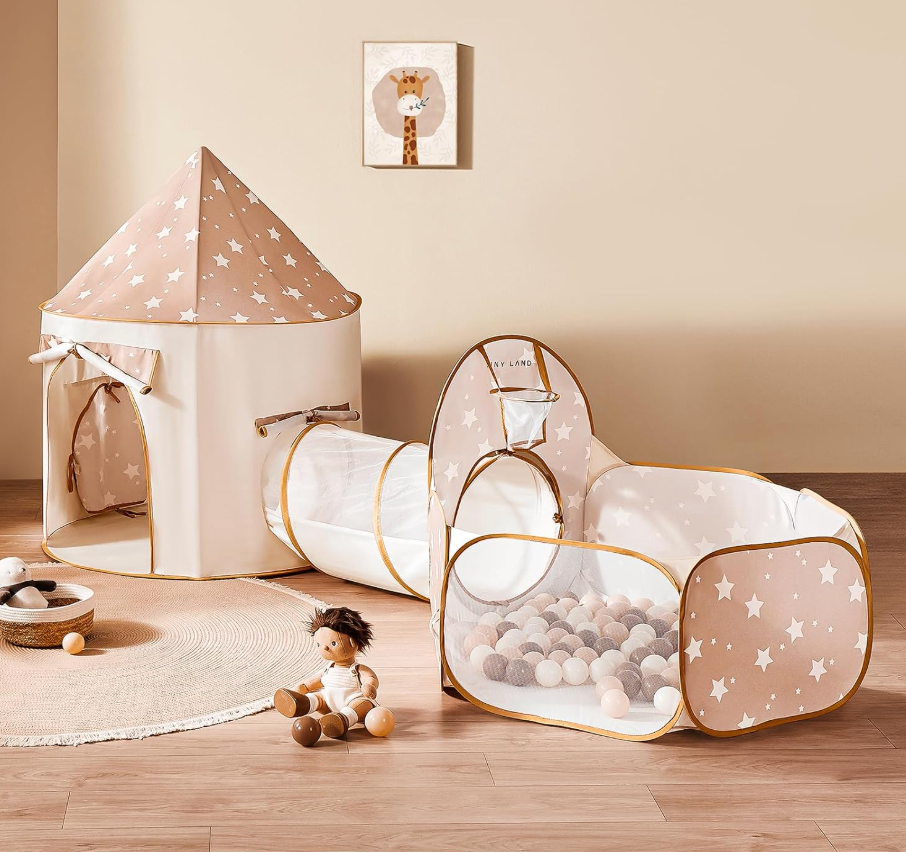 Tiny Land Kids Play Tent with Tunnel, Pop Up Play Tent with Ball Pits for Toddlers, Baby Tent with Carry Bag, Toddler Tents Indoor