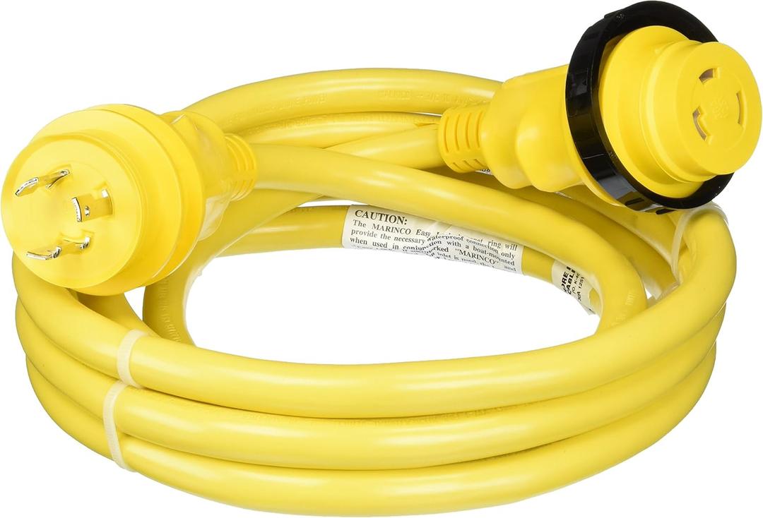 Marinco 199116 Cordset, 30A 125V, 12', Yellow