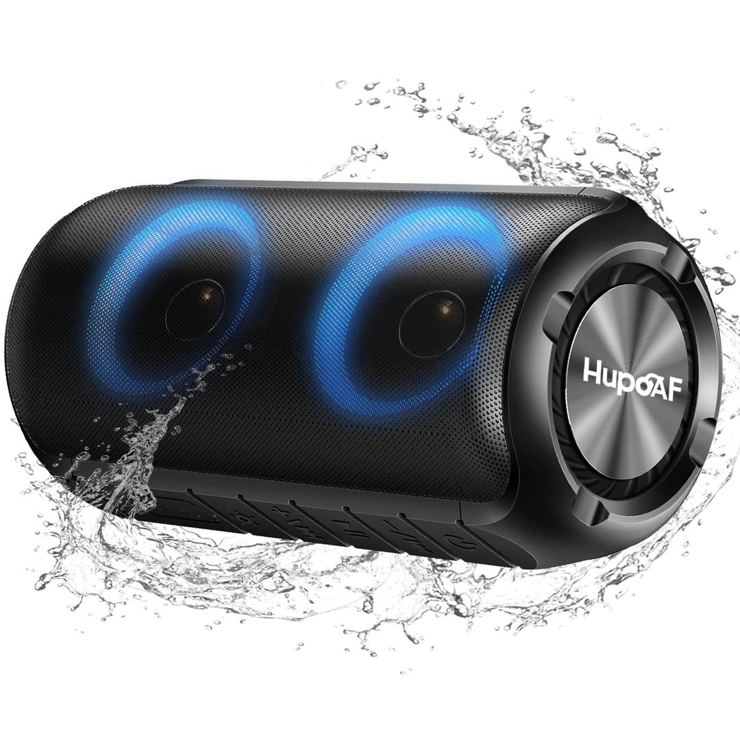 Bluetooth Speaker, 2025 New Stocking Stuffers Portable Wireless Speaker with 6D Loud Sound, IPX7 Waterproof, HD Call, RGB Lights, 12H Playtime for Home/Party/Outdoor/Beach, White Elephant Gift