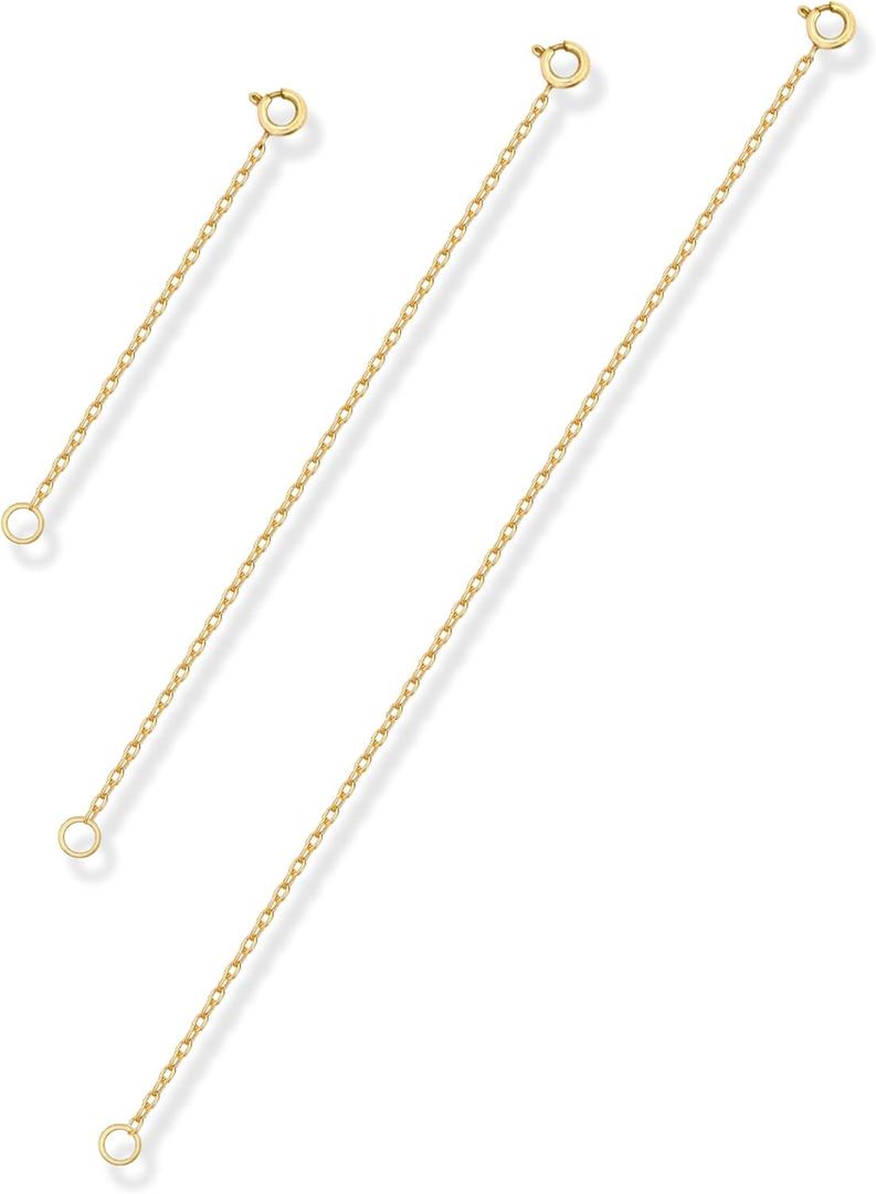 Altitude Boutique Gold Plated Jewelry Chain Extenders with Spring Clasps | Hypoallergenic and Waterproof Necklace Chain Extension Set for Women | 3 Piece Set with 2, 4, and 6 inch Chains (Gold)