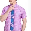 Nick Cosplay Costume, Hawaiian Pink Floral Fox Shirt with Tie for Adult Men, Halloween Animal Animated Film Character Suit (Purple)