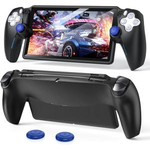 FYOUNG Protective Case for Playstation Portal, Silicone Soft Grip Cover Case Protector with Full Protection and Non-Slip Thumb Grips Accessories Kit for Playstation Remote Player (Black)