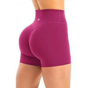 Sogetdo High Waisted Biker Shorts for Women Hidden Scrunch Butt No Front Seam 4.5 Inches Workout Gym Athletic Yoga Shorts, S