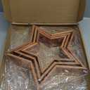 3 Pcs Wooden Star for Crafts Table Decoration with LED Light Christmas Tabletop Centerpiece Rustic Farmhouse Star Sign DIY Craft for Home Fireplace Mantle Bookshelf Tiered Tray Decor