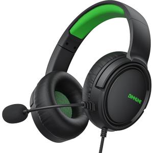 BINNUNE Gaming Headset with Mic for PS4 PS5 Xbox Series X|S Xbox 1 PC NS, Wired Gaming Headphones with Microphone for PS 4|5 Xbox1 (Black Green)