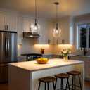 Black Pendant Lights Kitchen Island- 8 Inch Modern Pendant Light Fixtures with Clear Glass,Adjustable Farmhouse Hanging Pendant Lighting for Dining Room, Hallway,1 Pack,E26