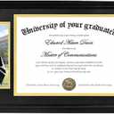 Diploma Frame with Tassel Holder, Fits 8.5x11 Inch Graduation Certificates and 5x7 Inch Photo, 11X22 Inch Black Picture Frame With Gold and Black Mat