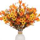 12 PCs Artificial Fall Flowers 17 inches Autumn Flower Arrangements Fall Floral Stems with Daisy Forsythia Flowers Berry Branch for Vase Party Indoors Table Centerpieces