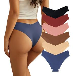 Beafulrab Women Seamless Underwear Soft No Show Bikini Invisibles Hipster V Cut Panties Pack of 6, 3M
