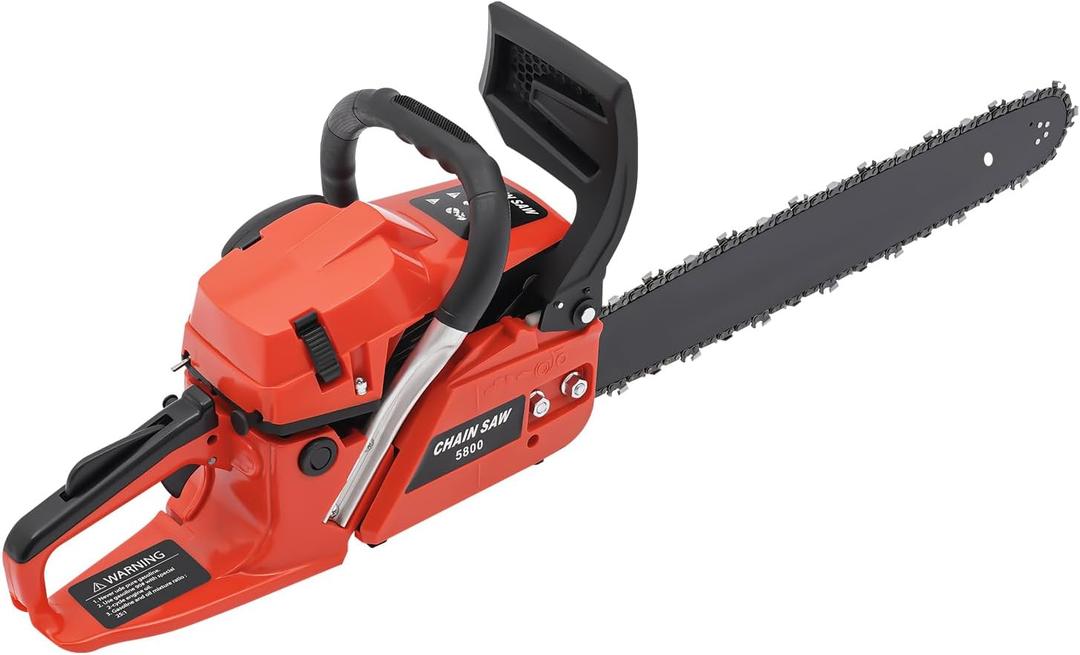 Gas-Powered Chainsaw 20 Inch Chainsaw 2-Cycle 58 CC Cordless Handheld Gasoline Chain Saws Wood Cutting Machine for Cutting Wood Trees Trimming