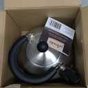 Primula Stewart Whistling Stovetop Tea Kettle Food Grade Stainless Steel, Hot Water Fast to Boil, Cool Touch Folding, 1.5-Quart, Brushed with Black Handle