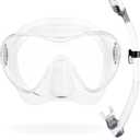 Cressi Scuba Diving Snorkeling Kit - Freediving Mask & Dry Snorkel - F1 & Supernova Dry: Designed in Italy (Clear/Silver)