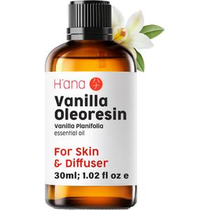 H'ana Vanilla Essential Oil - 1.02 Fl Oz - for Hair, Skin, Diffuser, Aromatherapy, DIY Candle & Soap Making
