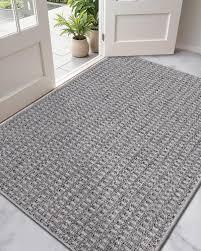 DEXI Dirt Trapper Door Mat, 31x48 Washable Doormat, Dirt Resistant and Absorbent, Easy Clean Low-Profile Floor Rugs for Entryway, Front Door, and Inside Entrance, Checkered Grey