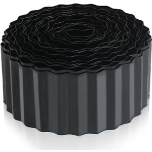 Quibbay Metal Corrugated Garden Edging, 4" x 50Ft Landscape Edging for DIY Flower Beds, Flexible Bender Border for Lawn, Garden and Yard, Sturdy Galvanized Garden Edging, Black