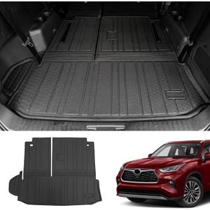 Cargo Mat Compatible with 2020-2024 2025 Toyota Highlander Trunk Mat Cargo Liner TPE Back Seat Cover Protector 2024 7 Seats Highlander Accessories (2020-2025, Trunk Mat with Backrest Mat) (Fit 2020-2025 Highlander)