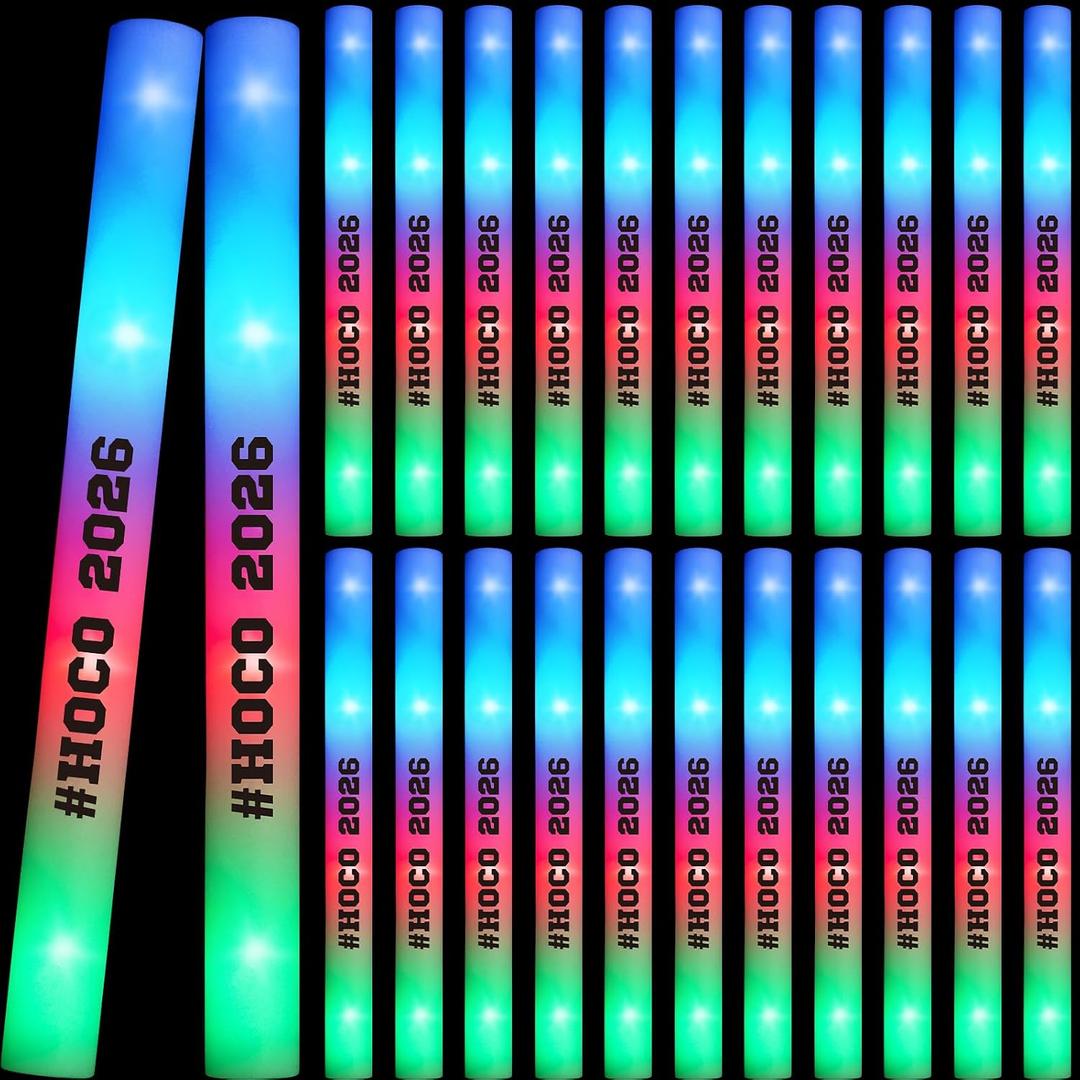 Sumind 24 Pcs Hoco 2026 Light up Sticks Bulk Homecoming Decorations 2026