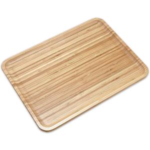Bam&Boo Bamboo Serving Tray Natural Minimalist Rectangular (15.6 x 11.8" x 0.8") Coffee, Tea, Food, Drinks, Storage, Decor for Home, Kitchen, Bathroom