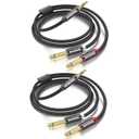 2pack 3.3Ft 3.5mm TRS to Dual 6.35mm Stereo Cable 1/8 TRS to Dual 6.35mm 1/4 TS Mono Y Splitter Audio Cord Adapter for Smartphone, Mixer,PC, CD Player, Speakers and Home Stereo System