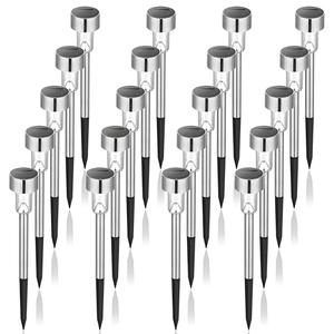 GIGALUMI Solar Lights Outdoor Waterproof, 20 Pack, Stainless Steel LED Solar Garden Lights for Patio, Lawn, Yard and Landscape, Garden Decor Patio Decor, Cold White