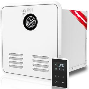 RV Tankless Water Heater, 55,000BTU RV Hot Water Heater Propane with 15 x 15 inches White Door and Remote Controller, 2.9 GPM Gas Propane Water Heater,DC 12V Power,for all RVs