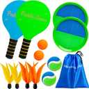 TEILLNET 2-in-1 Beach Paddle Ball and Toss Catch Ball Game Set, Summer Outdoor Toys for Kids Adults, Family Yard Lawn Beach Pool Park Games, Outside Sports Gifts for Boys Girls 3 4 5 6 7 8 9 10 11 12