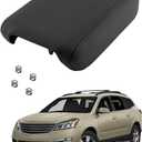 Center Console Lid, Compatible with 2008-2017 Chevy Traverse/Buick Enclave, 2007-2016 GMC Acadia, 2007-2010 Saturn Outlook, Middle Console Armrest Cover Assembly, OE#22905370, 925-084 (Ebony Black)