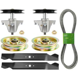 q&p 46" Mower Deck Rebuild Kit for Cub Cadet LTX1045 LTX1046 LTX1046V, 2 Spindles 618-04865 918-04865A, 2 Idler Pulleys 753-08171 756-04129, 1 Belt 754-04219, 2 Mower Blades 742-04244