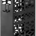 ZENFUN Rectangle Metal Umbrella Stand with 2 Hooks, Entryway Umbrella Holder & Walking Cane Storage, Umbrella Organizer Freestanding for Home, Office, Hotel, Black