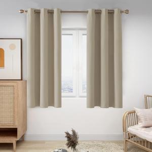 Deconovo Blackout Grommet Curtains  Thermal Insulated, Noise-Reducing, Sustainable & Easy-Care Drapes for Bedroom, Living Room & Office  Oeko-TEX Certified, Beige, 42W x 63L Inch (Set of 2)