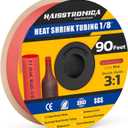 haisstronica 3:1 Heat Shrink Tubing, Shrink Ratio Adhesive Lined Marine Grade Heat Shrink Tube for Home, Automotive and Industrial (Red) 90FT 1/8inch