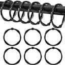 Karenhi 12 Pieces Round Shower Curtain Hooks Rings, Rust Proof Metal Shower Hooks Rings for Home Bathroom Bedroom Kitchen Glide Rods Application, Snap Joint Design(Black, Rustic Style)